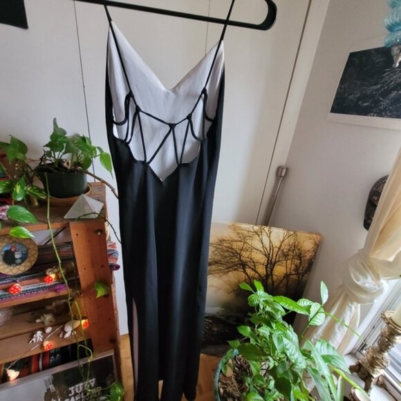 Vintage side slit open back reversible black and white dress - S - Picture 6 of 9